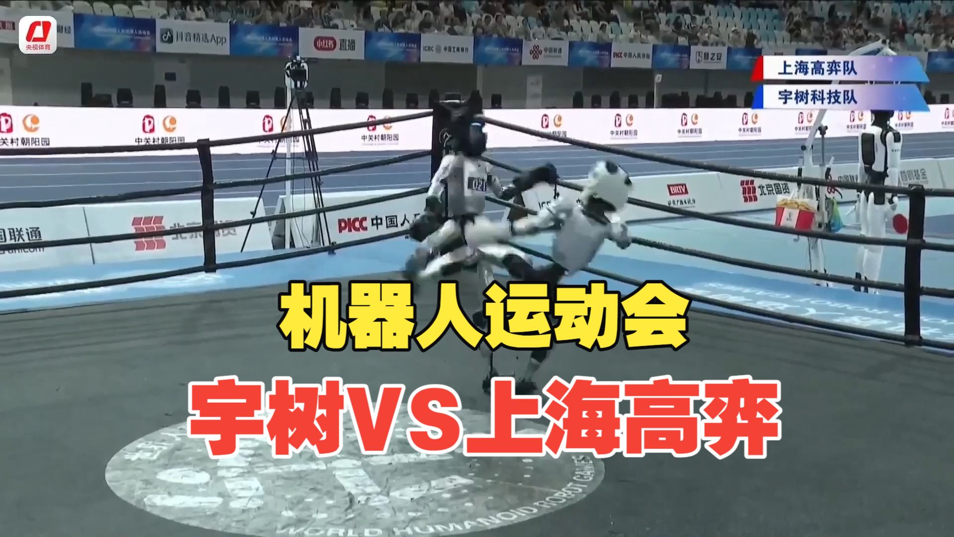 Combate de kickboxing de robots en los Juegos Mundiales de Robots Humanoides
